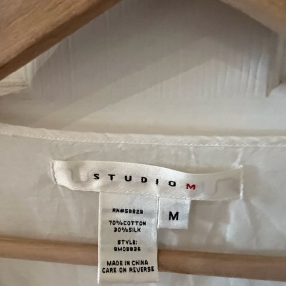 Silk/Cotton Sheer Winter White Blouse - Picture 9 of 9